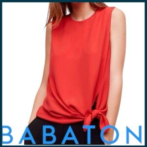 Aritzia Babaton Red Hopkins Tie Front Sleeveless Top (XXS)